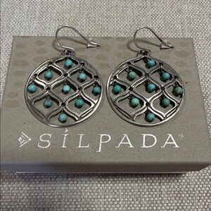 Silpada Turquoise Oxidized Earrings .925 Sterling Silver